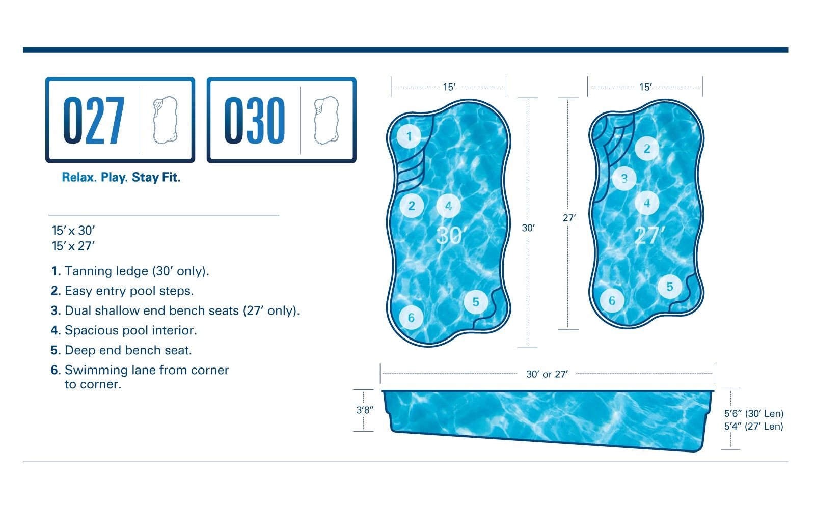 fiberglass swimming pool shapes and sizes